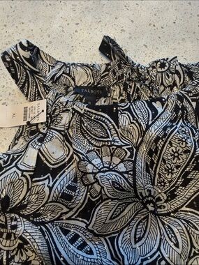 Talbots Black and White Floral Halter Top